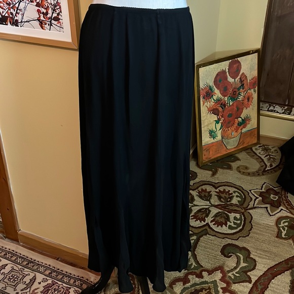J JILL Size Medium Super Long MAXI SKIRT Trumpet Base Semi-Sheer Panels STRETCH - Picture 2 of 12